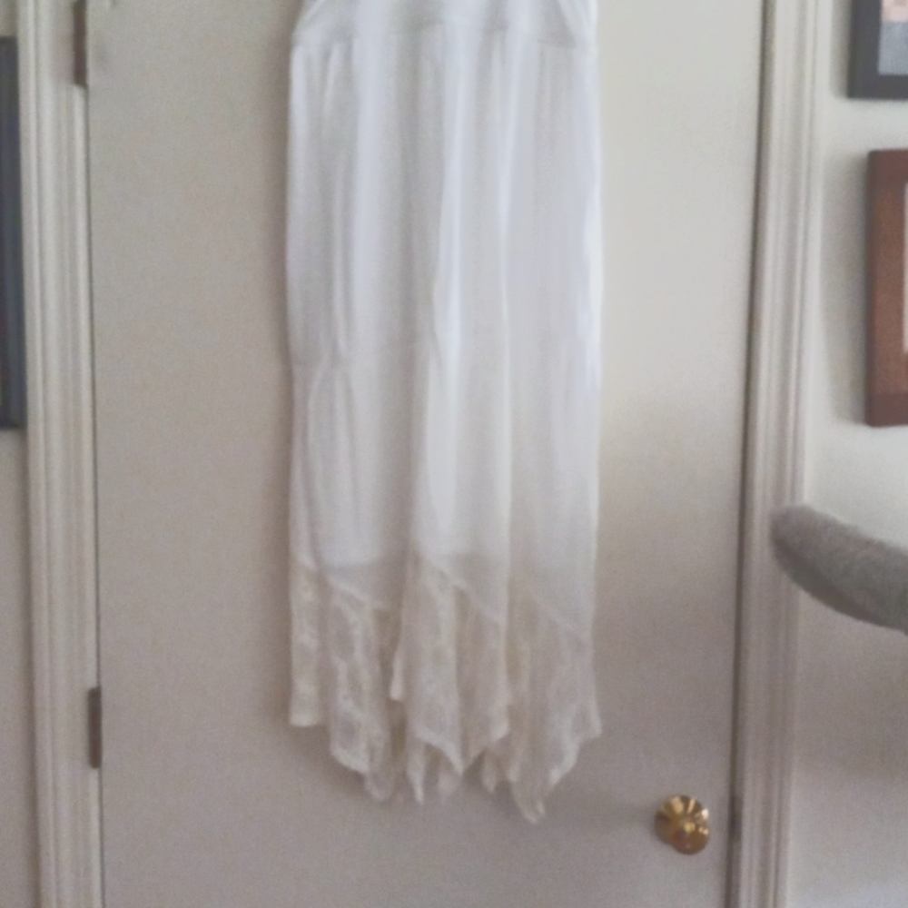 Long white skirt.